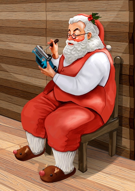 Free vector hand drawn santa claus making christmas presents