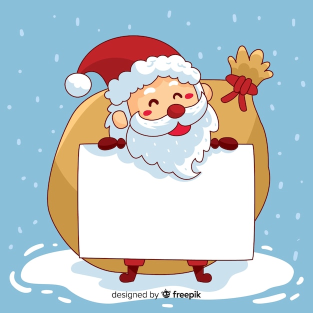 Free vector hand drawn santa holding blank sign