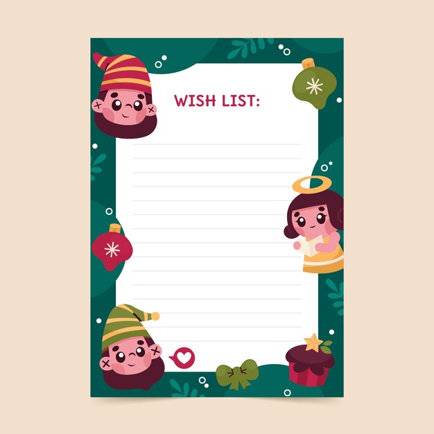 Free vector hand drawn santa letter template design