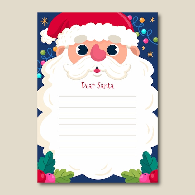 Modello di lettera di babbo natale disegnato a mano