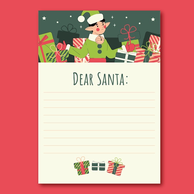 Hand drawn santa letter template