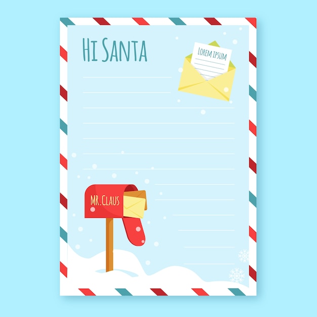 Hand drawn santa letter template