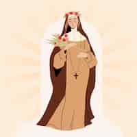 Vettore gratuito illustrazione disegnata a mano di santa rosa de lima