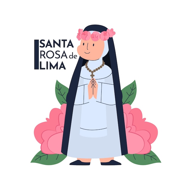 無料ベクター 手描きのサンタ・ロサ・デ・リマのイラスト