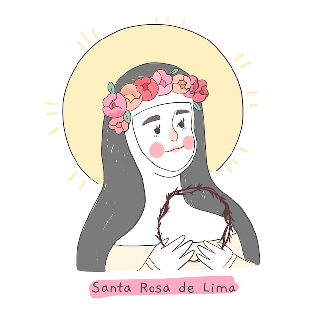 Illustrazione disegnata a mano di santa rosa de lima