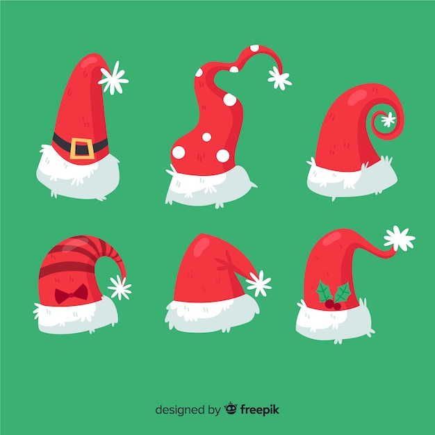 Free vector hand drawn santa's hat collection