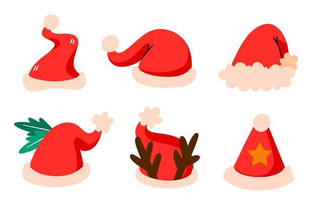 Free vector hand drawn santa's hat collection