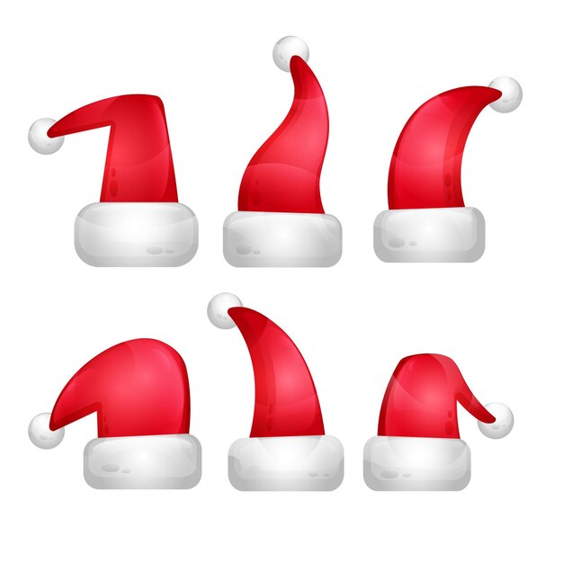 Hand drawn santa's hat collection
