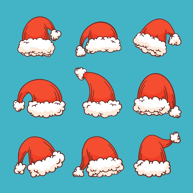 Free vector hand drawn santa's hat collection