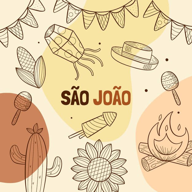 Hand drawn sao joao illustration