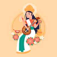 Free vector hand drawn saraswati concept