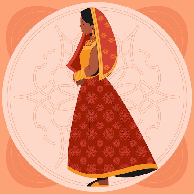 Vettore gratuito illustrazione di sari disegnati a mano