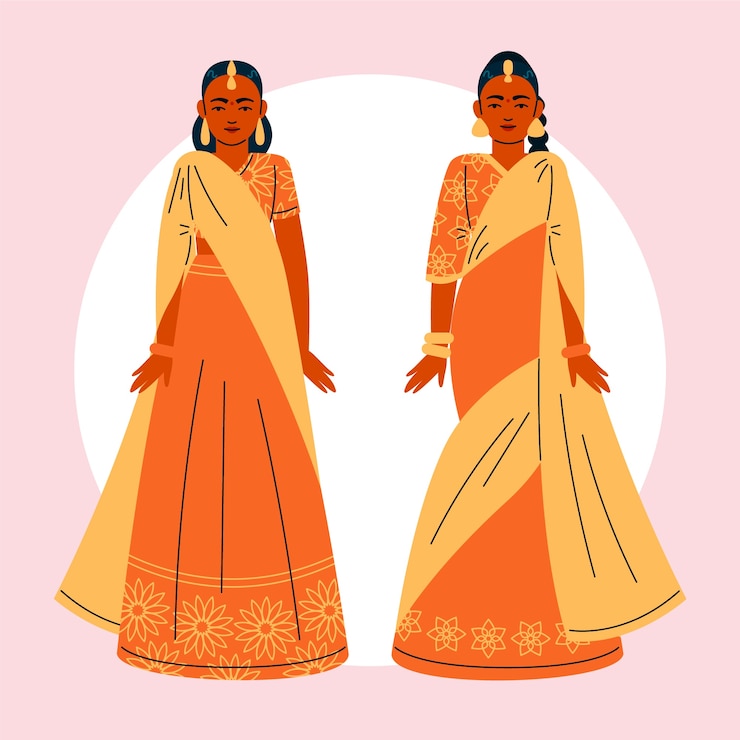 Free Vector hand drawn sari illustration