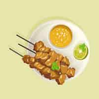 무료 벡터 손으로 그린 satay 그림