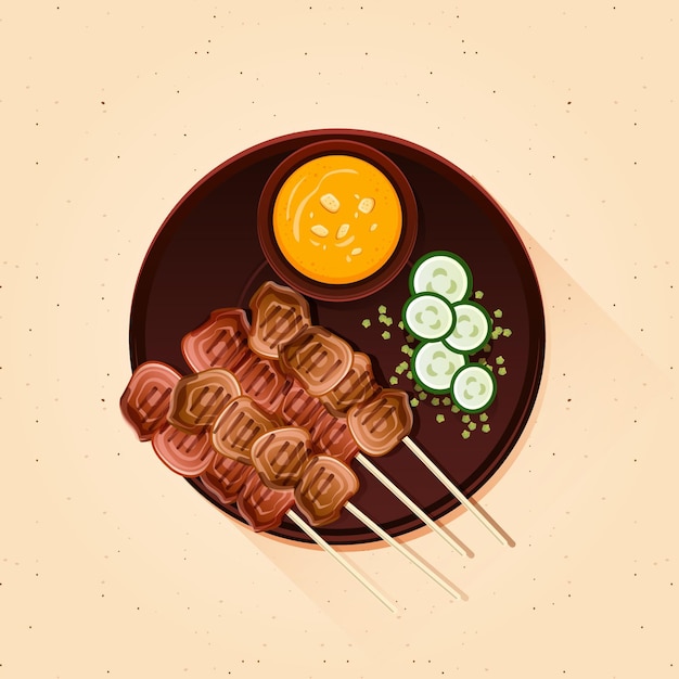 Illustrazione satay disegnata a mano