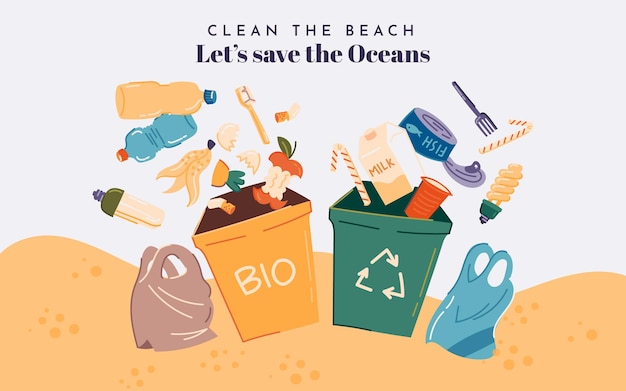 Free vector hand drawn save the ocean banner