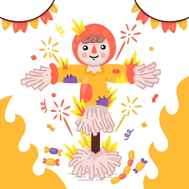 Free vector hand drawn scarecrow burning illustration