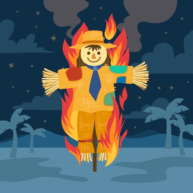 Free vector hand drawn scarecrow burning illustration