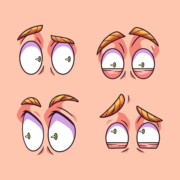 Hand drawn scared eyes cartoon illustration