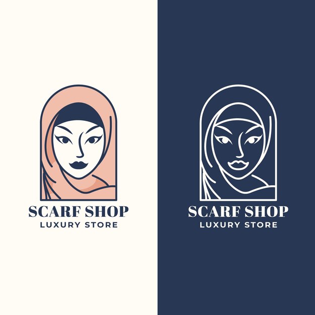 Hand drawn scarf shop logo template