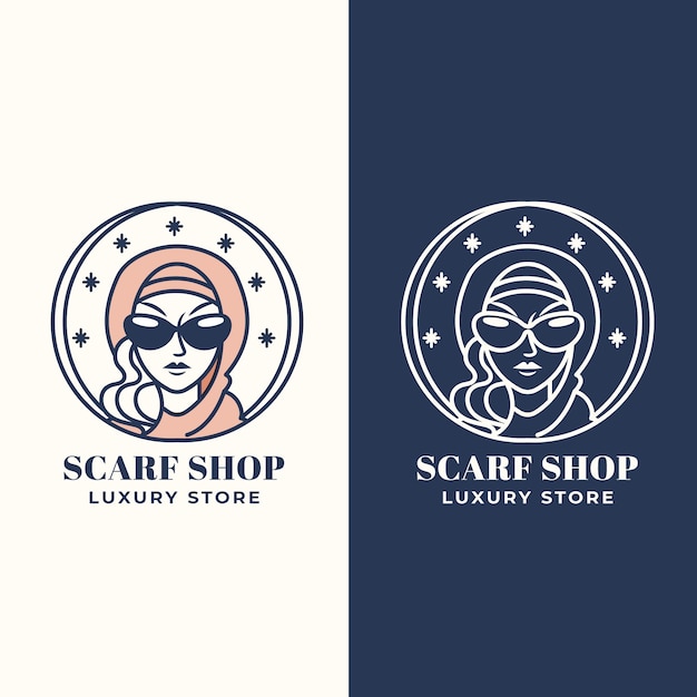 Ручной обращается шаблон логотипа магазина шарфов