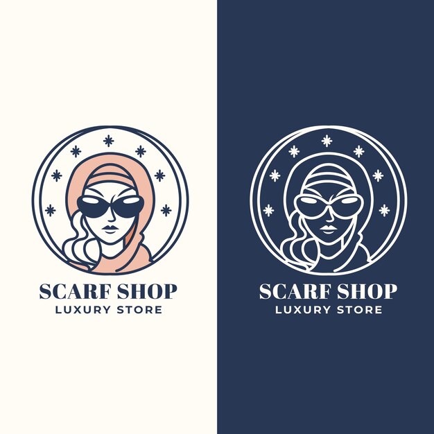 Hand drawn scarf shop logo template