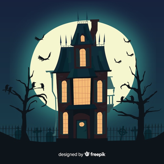 Vampire inviting to his house flat color vector illustration. Haunted  mansion. Halloween night. Full moon. Fully editable 2D simple cartoon  character with spooky building on background 11142876 Vector Art at Vecteezy