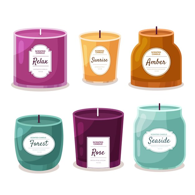 Hand drawn scented candle collection