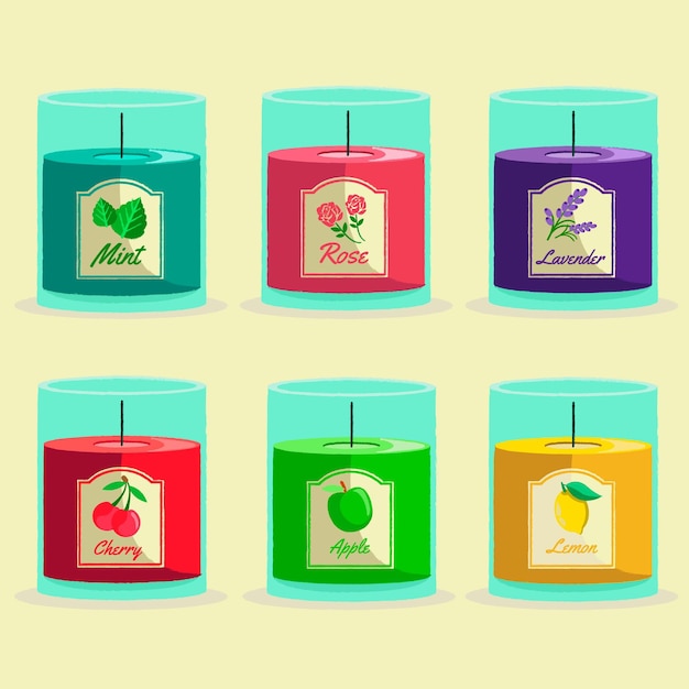 Hand drawn scented candle pack