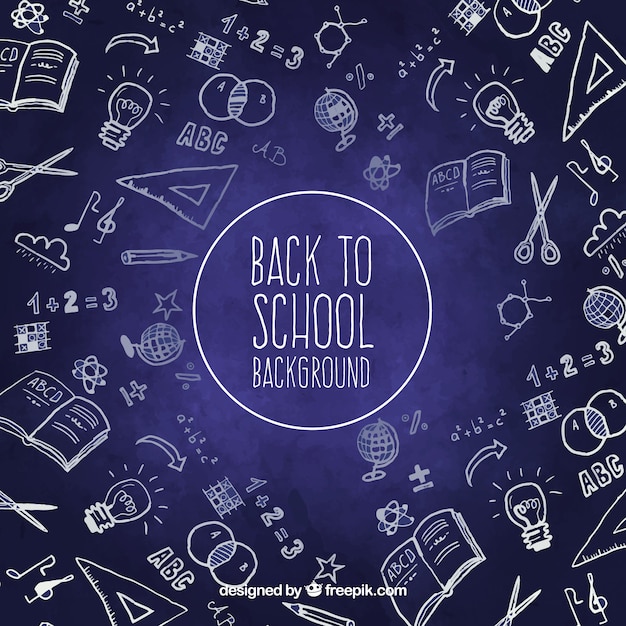 Free vector hand drawn school accesories with dark background