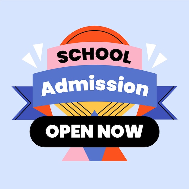 Free vector hand drawn school  admission open label