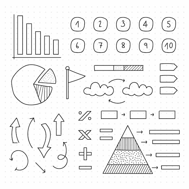 Vettore gratuito raccolta di elementi infographic di scuola disegnata a mano