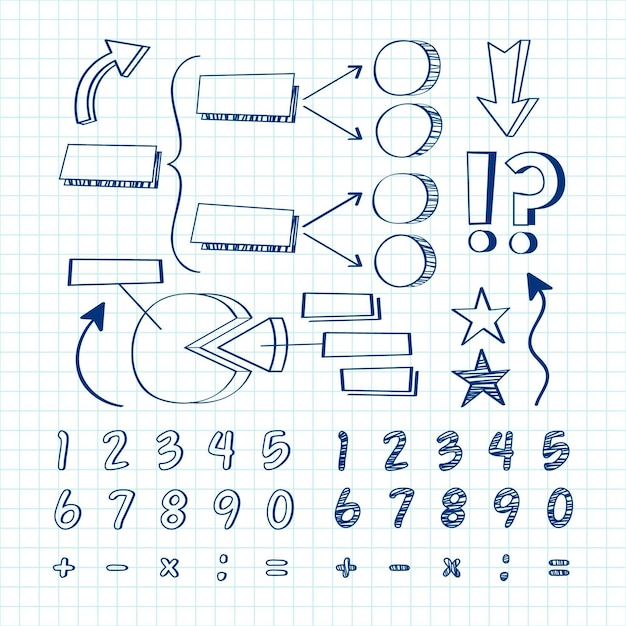 Pacchetto di elementi infographic di scuola disegnata a mano