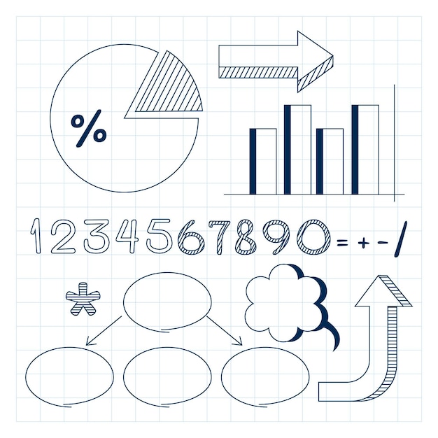 Elementi di infografica scuola disegnati a mano