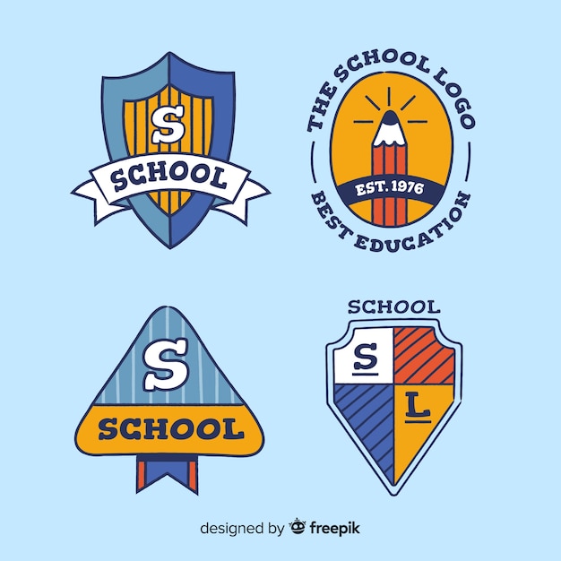 Vettore gratuito collezione di logo scuola disegnata a mano