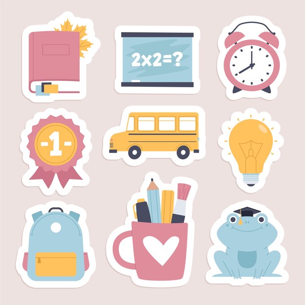 Hand drawn school sticker collection