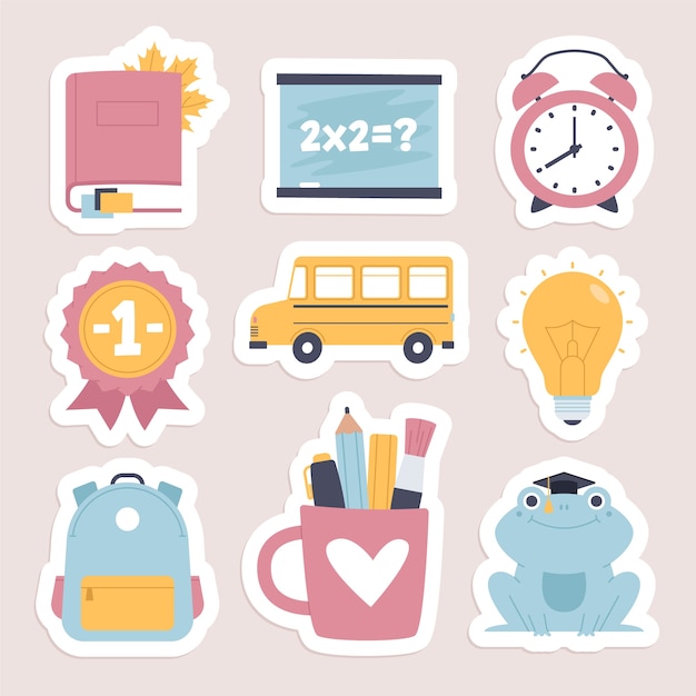 Hand drawn school sticker collection