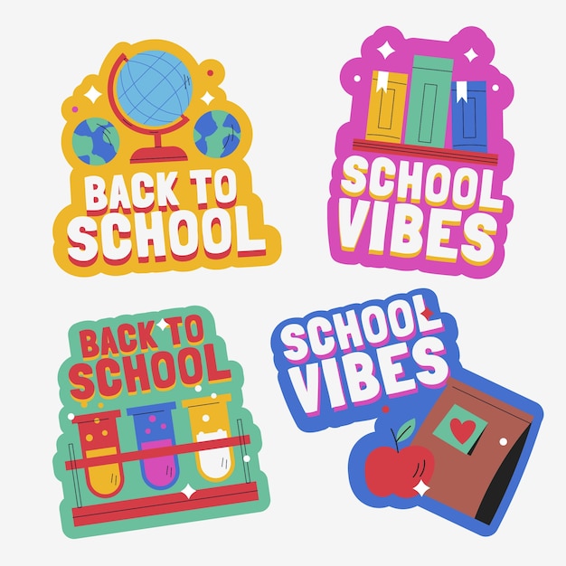 hand drawn school sticker collection