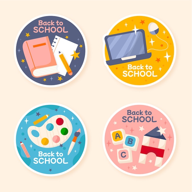 Hand drawn school sticker collection – Free vector download