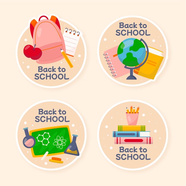 Hand drawn school sticker collection