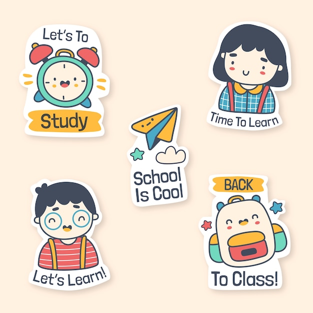 Free vector hand drawn school sticker collection