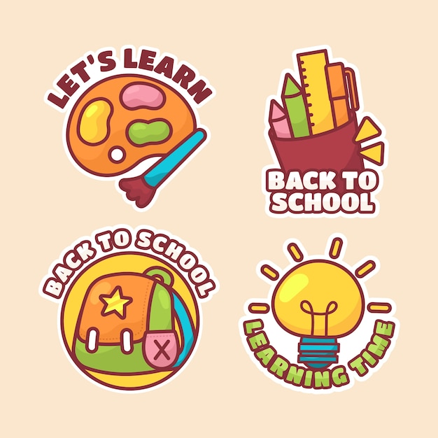 Hand drawn school sticker collection