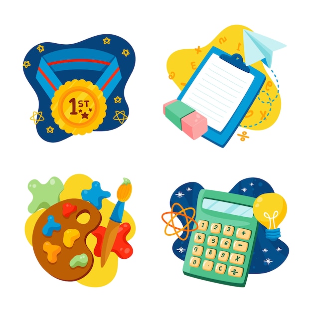 Free Vector hand drawn school stickers set