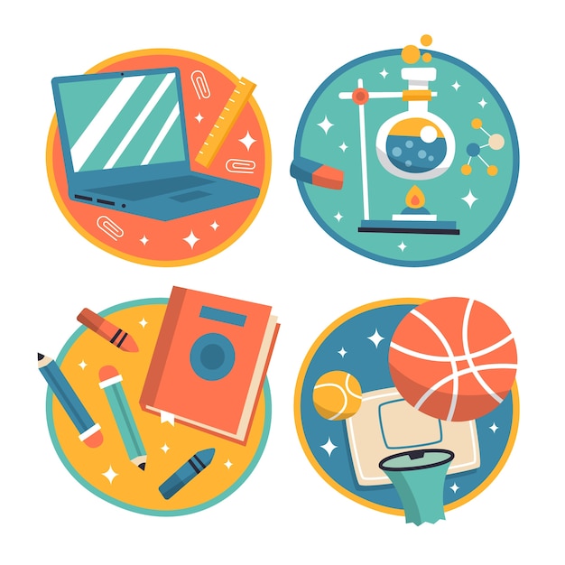 Free vector hand drawn school stickers set