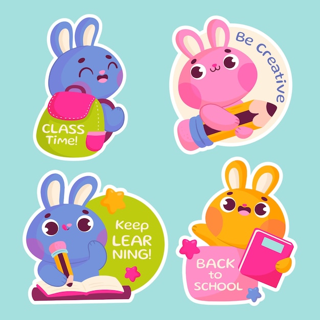 Free vector hand drawn school stickers set