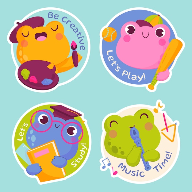 Free vector hand drawn school stickers set