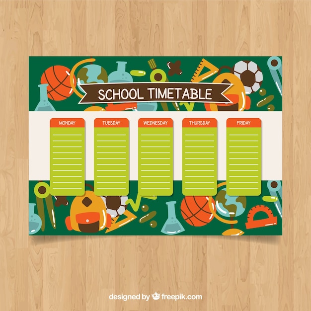 Hand drawn school timetable template