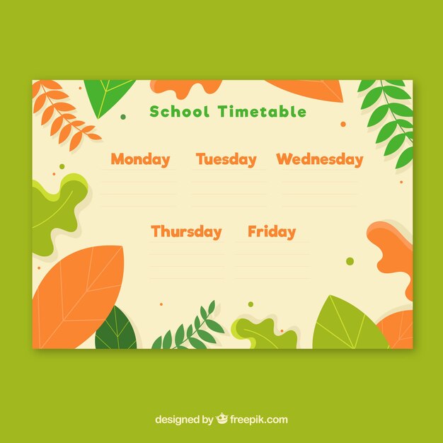 Hand drawn school timetable template