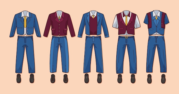 Free vector hand drawn school uniform element collection