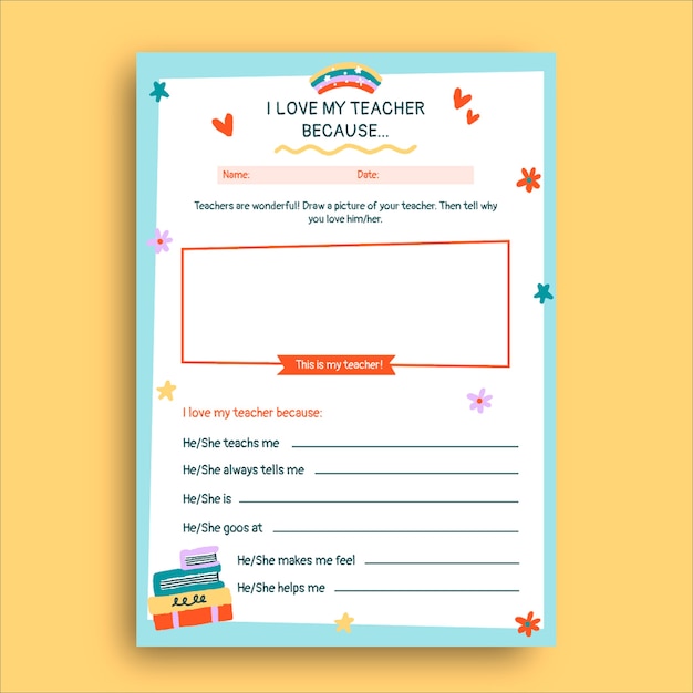 Free vector hand-drawn school worksheet